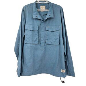 Mr. Bowerbird Liberal Fit Linen Cotton Casual Shirt Blue Mens Size M Long Sleeve